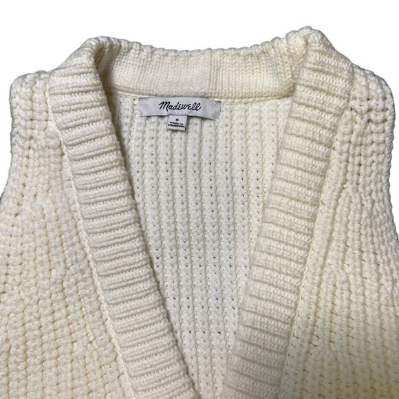 Madewell Cotton Blend White Knit Sweater Vest Crop Top - Size S - Picture 3 of 6